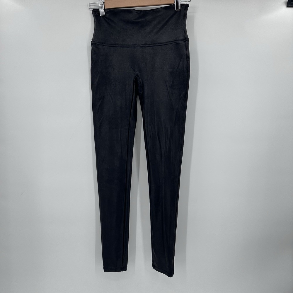 Spanx Faux Leather Women's Leggings Slimming Stretch Black Pull On Size Small‎